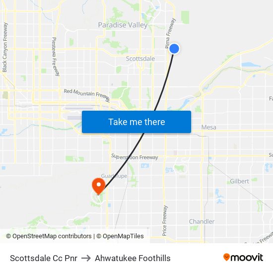 Scottsdale Cc Pnr to Ahwatukee Foothills map