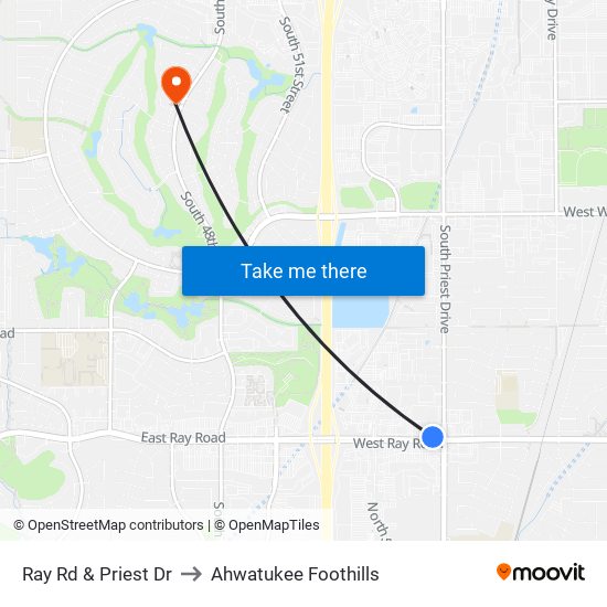 Ray Rd & Priest Dr to Ahwatukee Foothills map