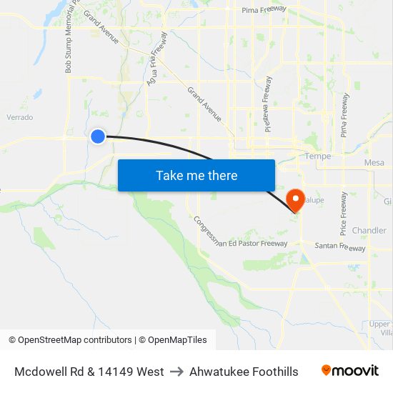 Mcdowell Rd & 14149 West to Ahwatukee Foothills map