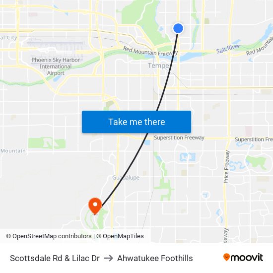 Scottsdale Rd & Lilac Dr to Ahwatukee Foothills map