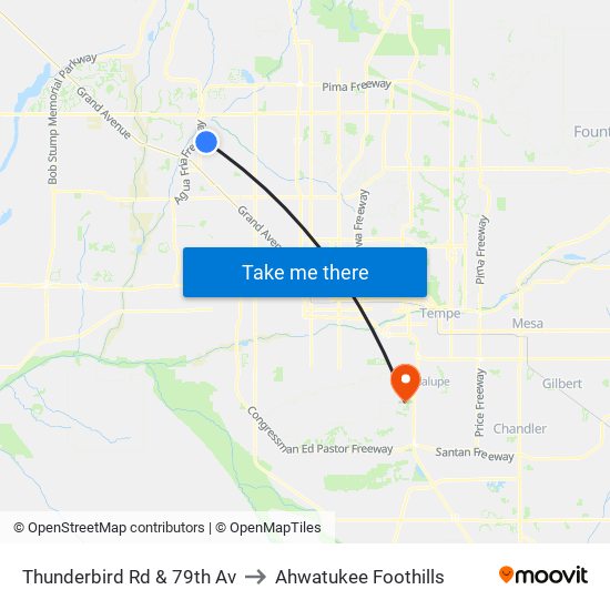 Thunderbird Rd & 79th Av to Ahwatukee Foothills map