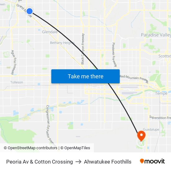 Peoria Av & Cotton Crossing to Ahwatukee Foothills map