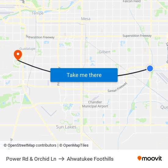 Power Rd & Orchid Ln to Ahwatukee Foothills map