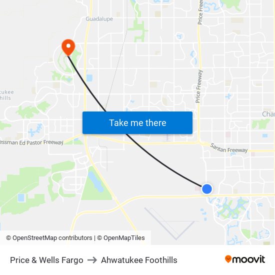 Price & Wells Fargo to Ahwatukee Foothills map