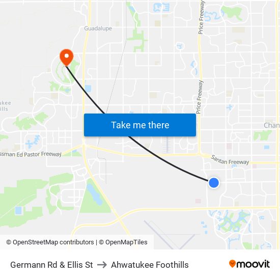 Germann Rd & Ellis St to Ahwatukee Foothills map