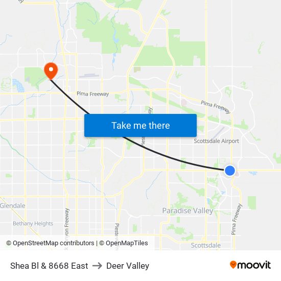 Shea Bl & 8668 East to Deer Valley map