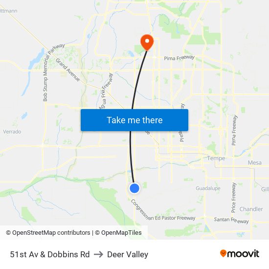 51st Av & Dobbins Rd to Deer Valley map