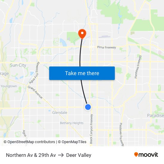 Northern Av & 29th Av to Deer Valley map
