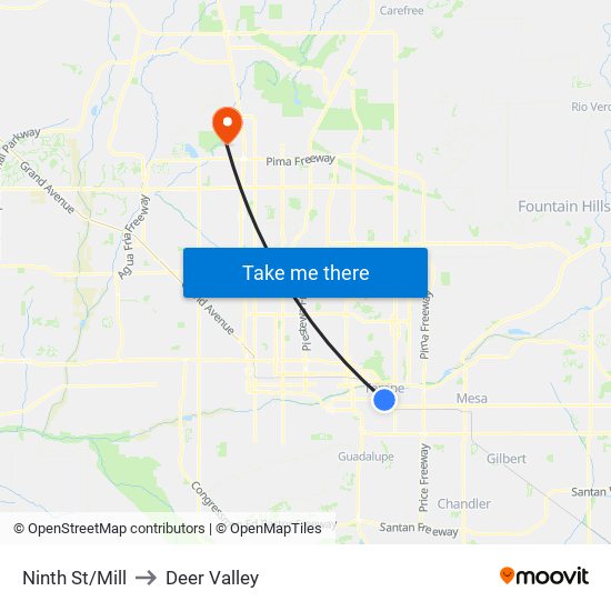 Ninth St/Mill to Deer Valley map