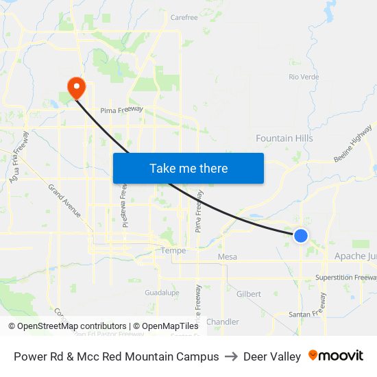 Power Rd & Mcc Red Mountain Campus to Deer Valley map