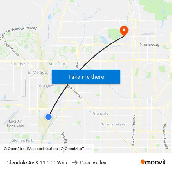 Glendale Av & 11100 West to Deer Valley map