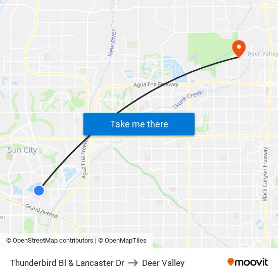 Thunderbird Bl & Lancaster Dr to Deer Valley map