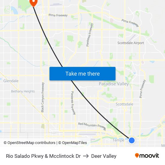 Rio Salado Pkwy & Mcclintock Dr to Deer Valley map