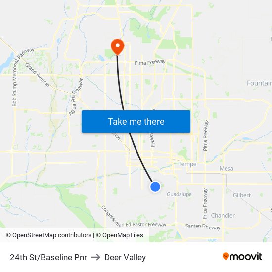 24th St/Baseline Pnr to Deer Valley map