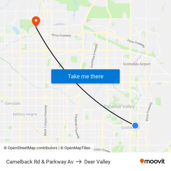 Camelback Rd & Parkway Av to Deer Valley map