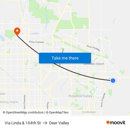 Via Linda & 104th St to Deer Valley map