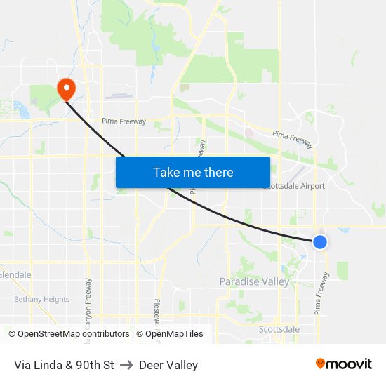 Via Linda & 90th St to Deer Valley map