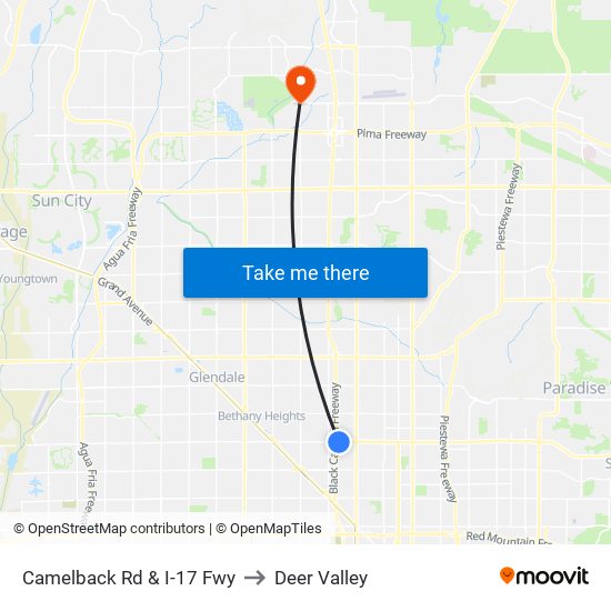 Camelback Rd & I-17 Fwy to Deer Valley map
