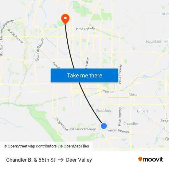 Chandler Bl & 56th St to Deer Valley map