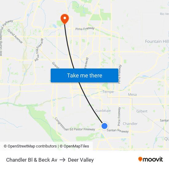 Chandler Bl & Beck Av to Deer Valley map