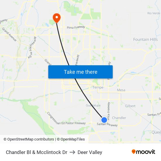 Chandler Bl & Mcclintock Dr to Deer Valley map