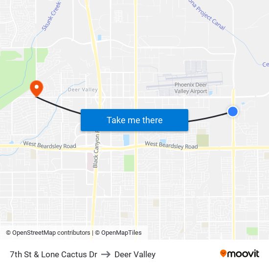 7th St & Lone Cactus Dr to Deer Valley map