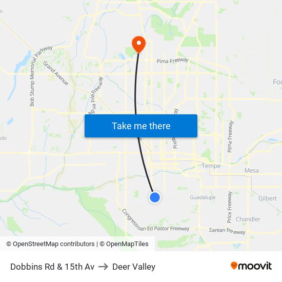 Dobbins Rd & 15th Av to Deer Valley map