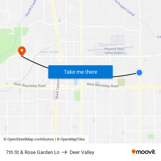 7th St & Rose Garden Ln to Deer Valley map