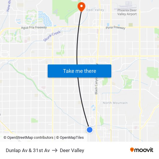 Dunlap Av & 31st Av to Deer Valley map