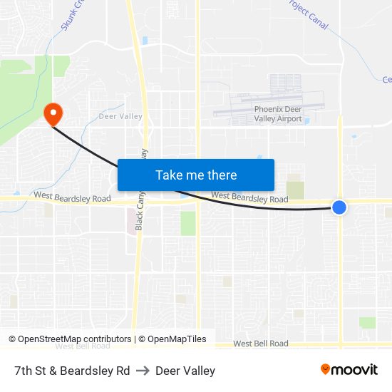 7th St & Beardsley Rd to Deer Valley map