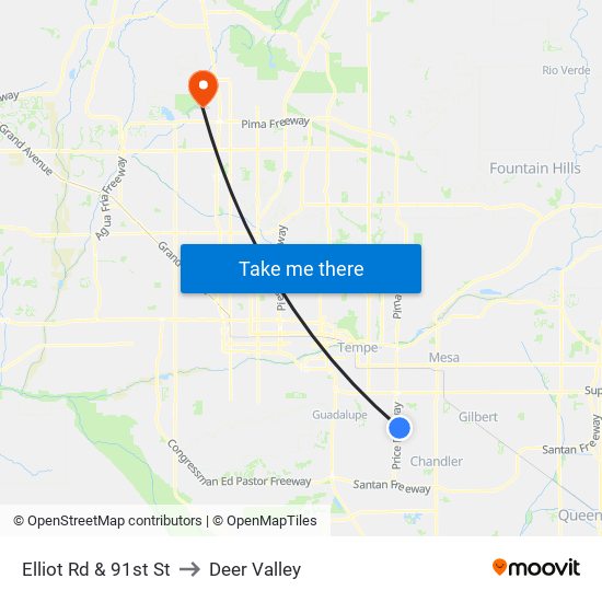 Elliot Rd & 91st St to Deer Valley map
