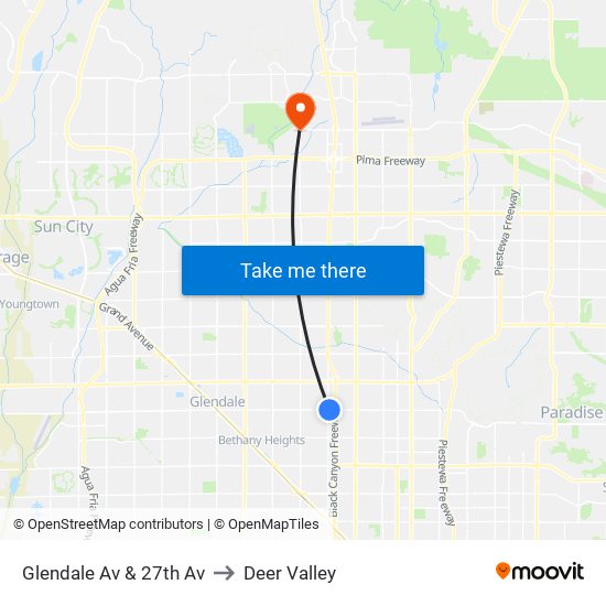 Glendale Av & 27th Av to Deer Valley map