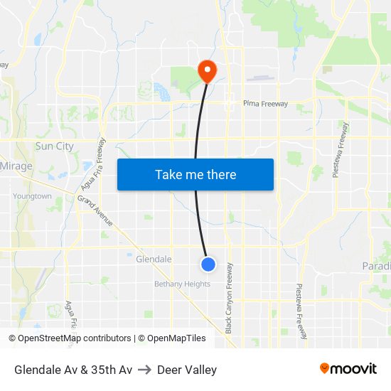 Glendale Av & 35th Av to Deer Valley map