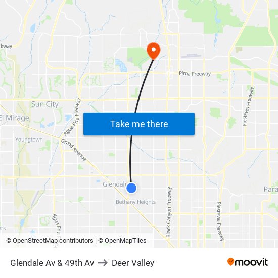 Glendale Av & 49th Av to Deer Valley map