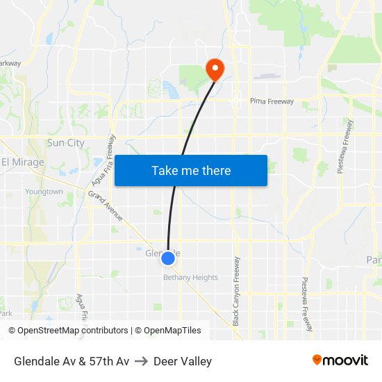 Glendale Av & 57th Av to Deer Valley map