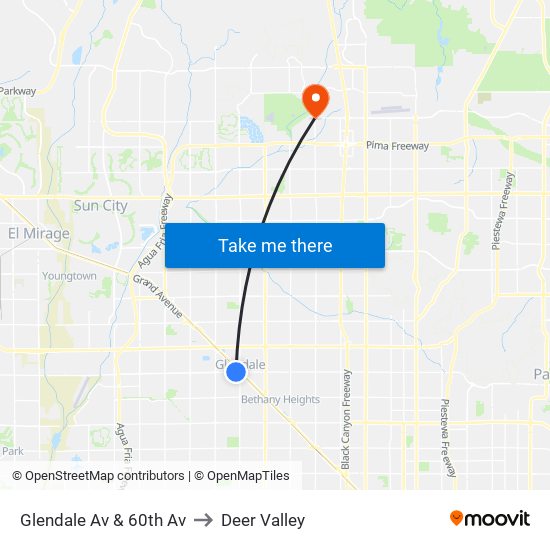 Glendale Av & 60th Av to Deer Valley map