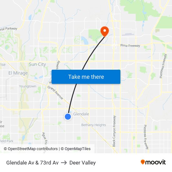 Glendale Av & 73rd Av to Deer Valley map