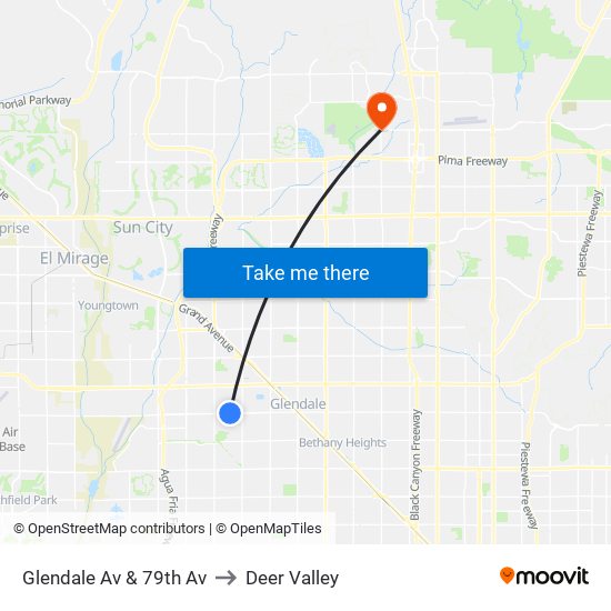 Glendale Av & 79th Av to Deer Valley map