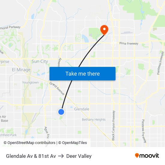 Glendale Av & 81st Av to Deer Valley map