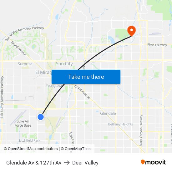 Glendale Av & 127th Av to Deer Valley map