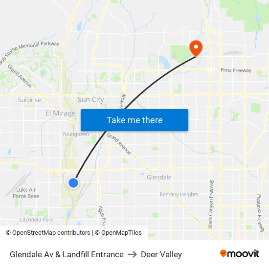 Glendale Av & Landfill Entrance to Deer Valley map