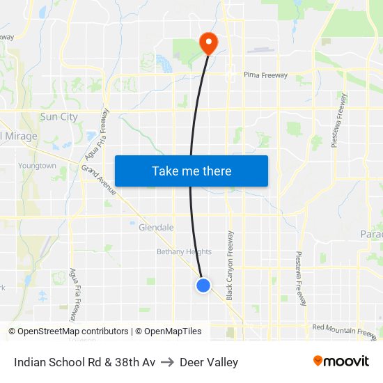 Indian School Rd & 38th Av to Deer Valley map