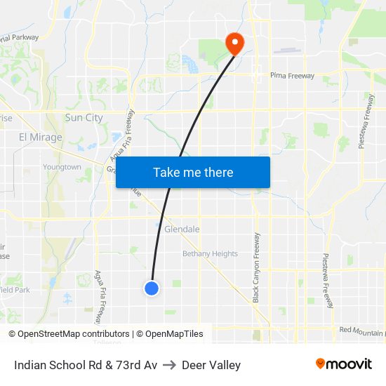 Indian School Rd & 73rd Av to Deer Valley map