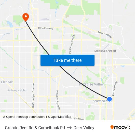 Granite Reef Rd & Camelback Rd to Deer Valley map