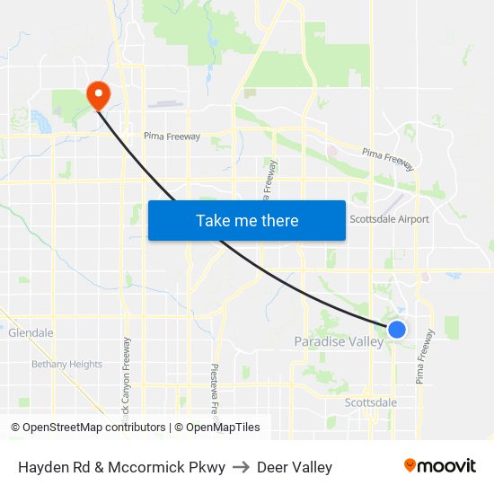 Hayden Rd & Mccormick Pkwy to Deer Valley map