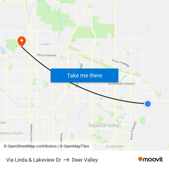 Via Linda & Lakeview Dr to Deer Valley map