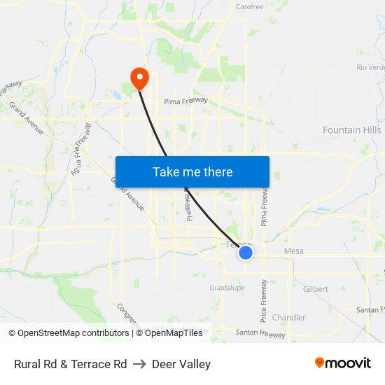 Rural Rd & Terrace Rd to Deer Valley map