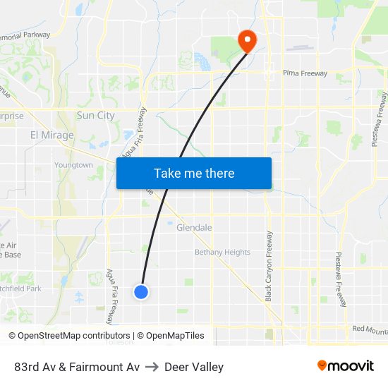 83rd Av & Fairmount Av to Deer Valley map