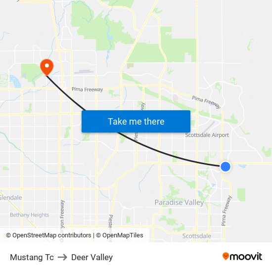 Mustang Tc to Deer Valley map