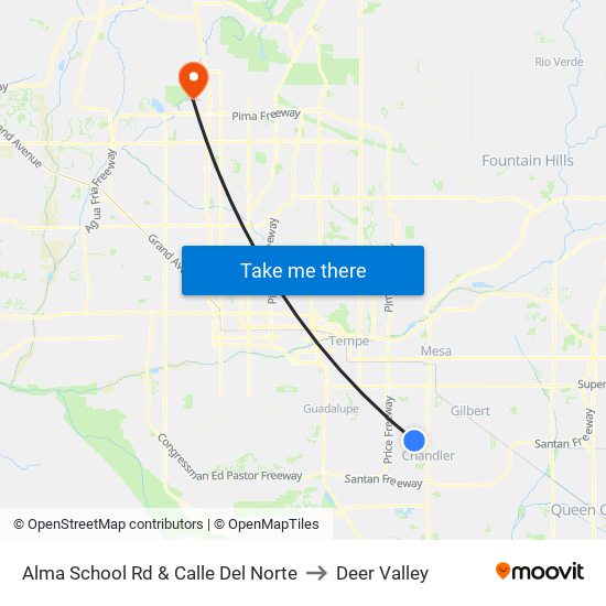 Alma School Rd & Calle Del Norte to Deer Valley map